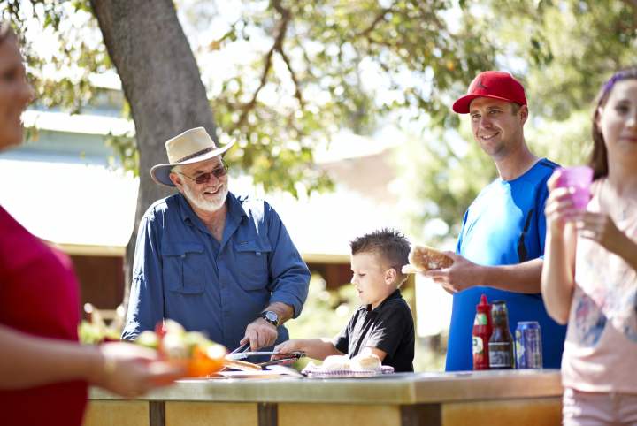 Recreation - barbeque - family cooking lunch