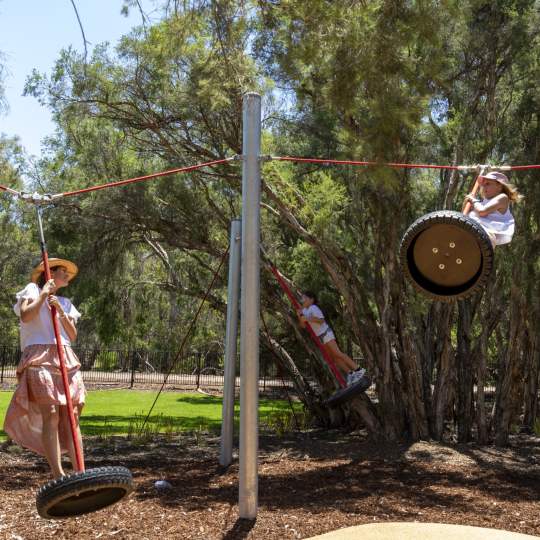 Playgrounds - Pia's Place - family on pogo swings