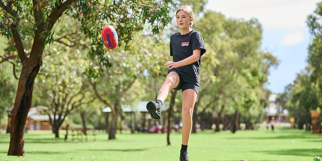 Whiteman Park Exercise kick a football WEB